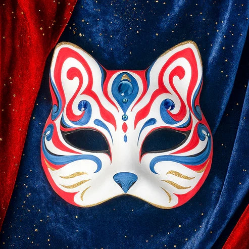 猫顔ペーパーマッシュマスク 動物仮面 DIYクラフトキット ハンドメイド素材