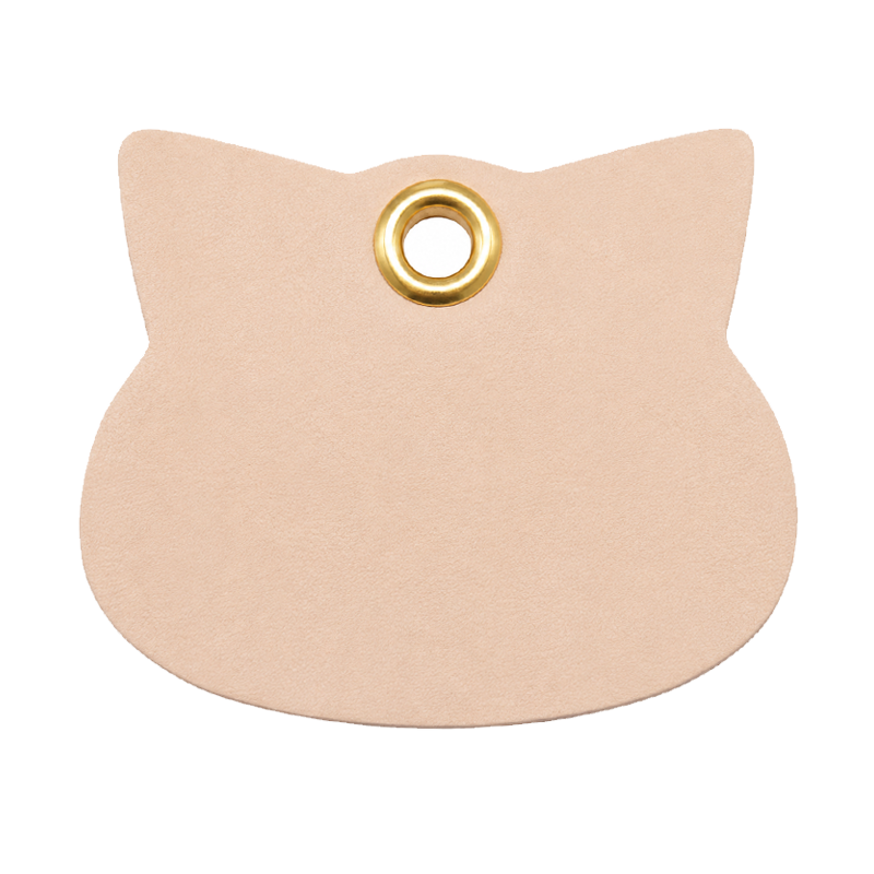 猫型本革ネームタグ ペット首輪用レザータグ DIY素材