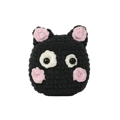 黒猫あみぐるみキット 毛糸DIY 猫好き向けハンドメイド編み物素材