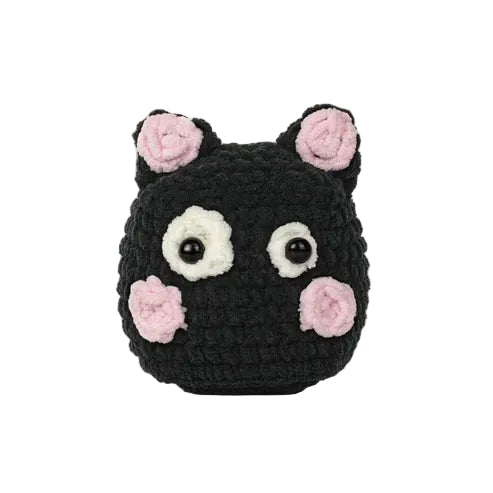 黒猫あみぐるみキット 毛糸DIY 猫好き向けハンドメイド編み物素材