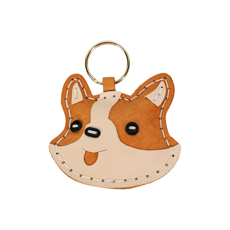 柴犬顔モチーフ本革レザーチャームDIYキット