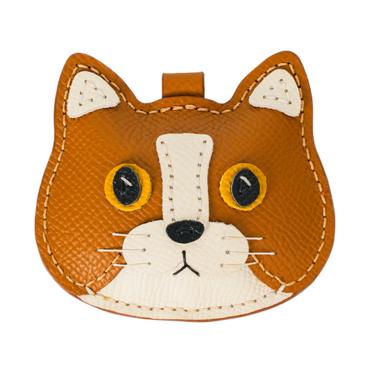 アメショ チョコレート 本革猫型チャーム DIYレザークラフト素材