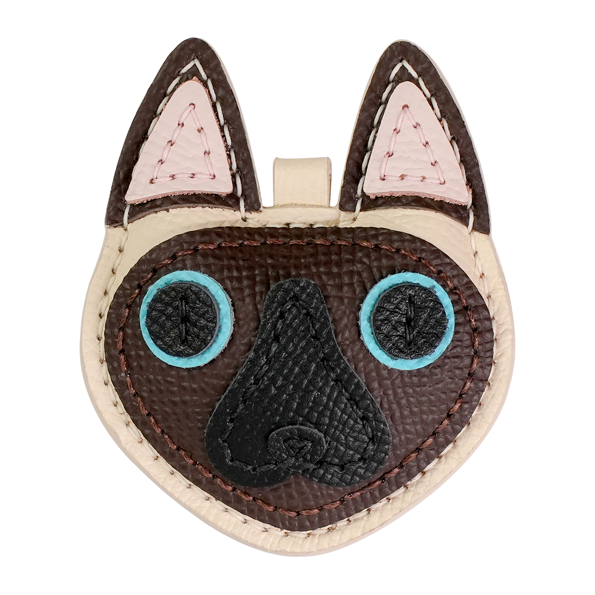 シャム猫 チョコレート 本革猫型チャーム DIY素材