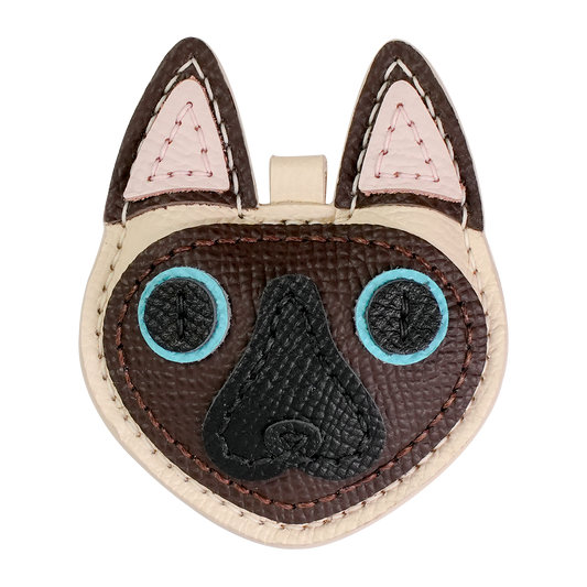 シャム猫 チョコレート 本革猫型チャーム DIY素材