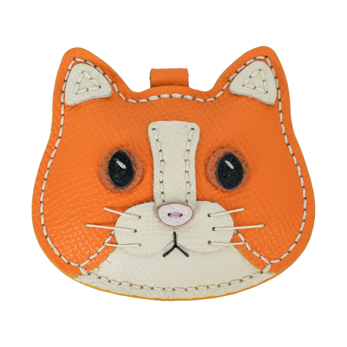 アメショ 茶白 本革猫型チャーム レザーDIY素材