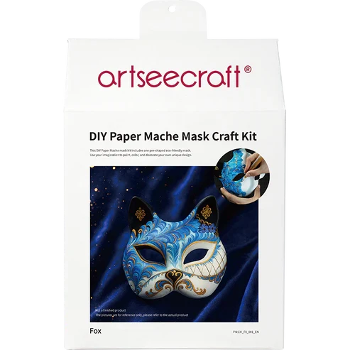 キツネペーパーマッシュマスク 動物仮面 DIYクラフトキット ハンドメイド素材
