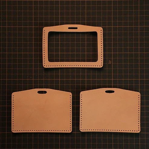 横型本革社員証カバーDIYキット IDカードホルダー ハンドメイド革小物