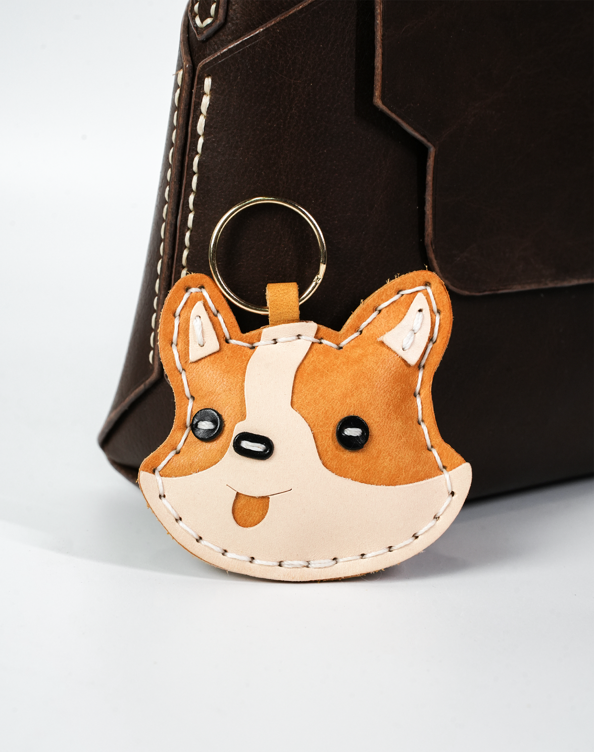 柴犬レザーチャームDIYキット 本革バッグチャーム ハンドメイド素材