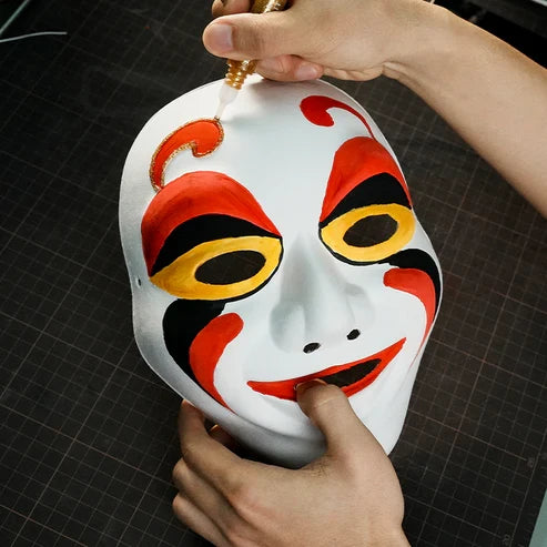 羅漢フェイスペーパーマッシュマスク 和風仮面 DIYクラフトキット アート素材