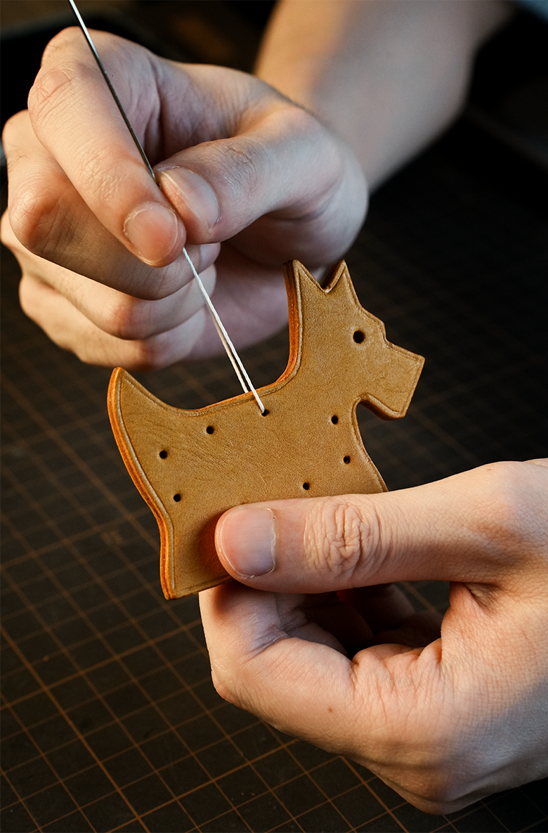 犬モチーフ本革チャームDIYキット バッグチャーム レザーアクセサリー素材