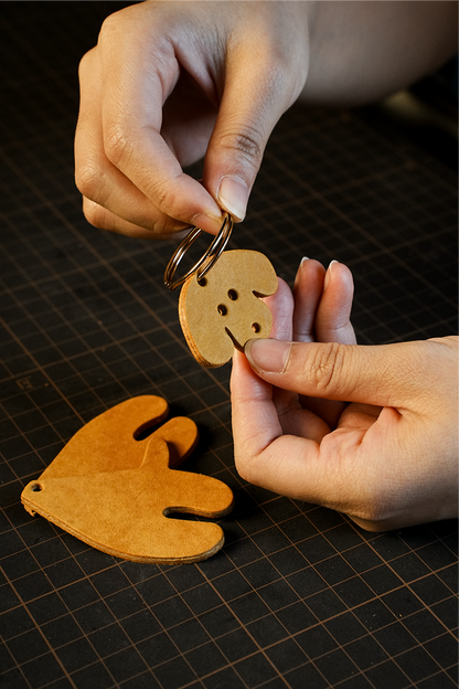 子犬レザーチャームDIYキット 本革バッグアクセサリー ハンドメイド素材
