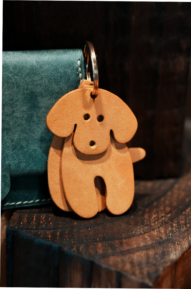 子犬レザーチャームDIYキット 本革バッグアクセサリー ハンドメイド素材