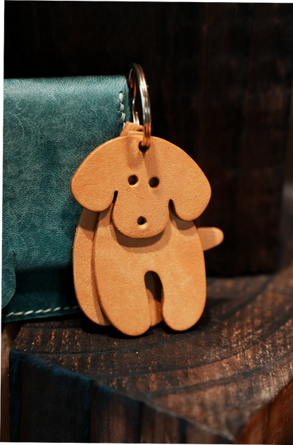 子犬レザーチャームDIYキット 本革バッグアクセサリー ハンドメイド素材