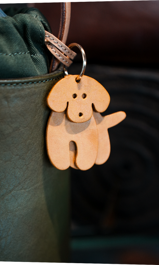 子犬レザーチャームDIYキット 本革バッグアクセサリー ハンドメイド素材