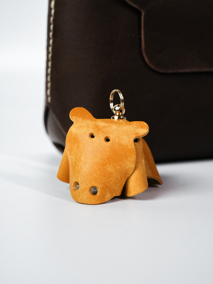 カバモチーフ本革チャームDIYキット レザー動物アクセサリー ハンドメイド素材