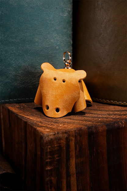 カバモチーフ本革チャームDIYキット レザー動物アクセサリー ハンドメイド素材