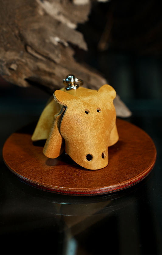 カバモチーフ本革チャームDIYキット レザー動物アクセサリー ハンドメイド素材