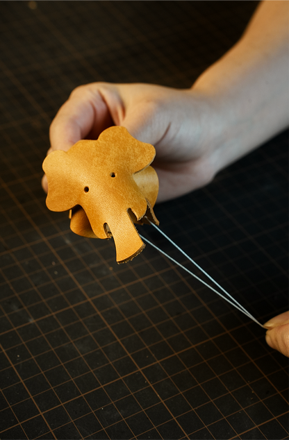 小象モチーフ本革チャームDIYキット レザー動物バッグチャーム素材