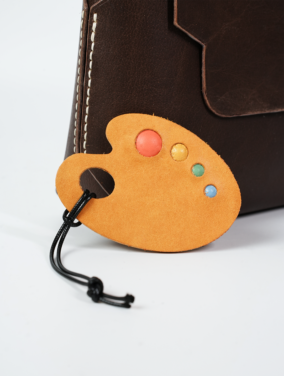 絵具パレット型レザーチャームDIYキット 本革クラフト素材 ハンドメイド