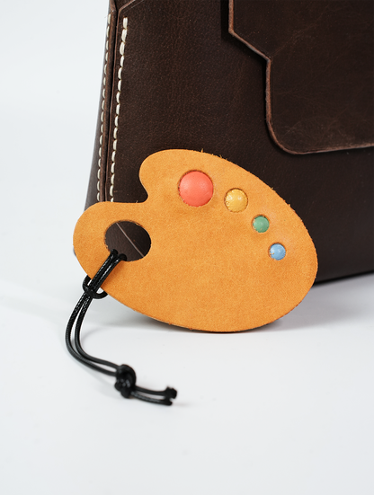 絵具パレット型レザーチャームDIYキット 本革クラフト素材 ハンドメイド