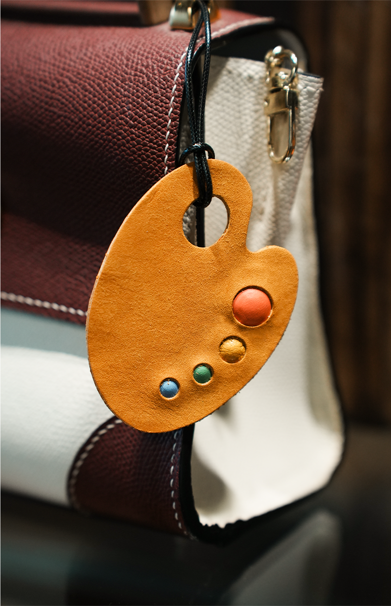 絵具パレット型レザーチャームDIYキット 本革クラフト素材 ハンドメイド