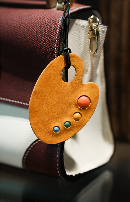 絵具パレット型レザーチャームDIYキット 本革クラフト素材 ハンドメイド