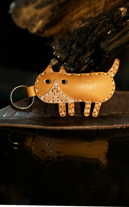 ソーセージ猫レザーチャームDIYキット 本革バッグチャーム 可愛い革小物