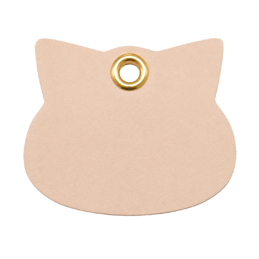 猫型本革ネームタグ ペット首輪用レザータグ DIY素材