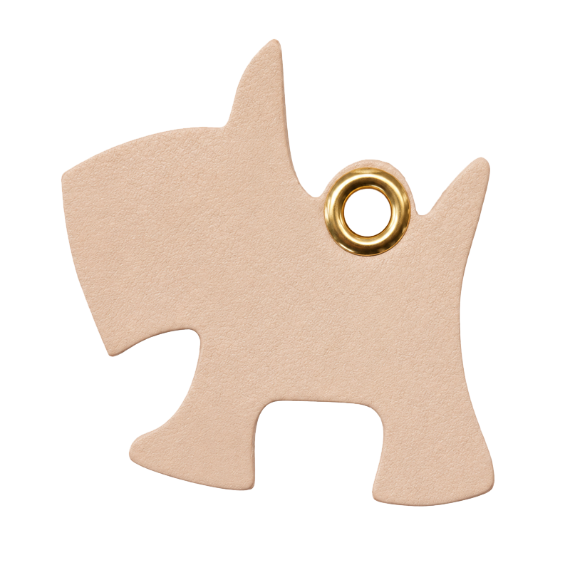 犬型本革ネームタグ ペット首輪用レザー迷子札素材