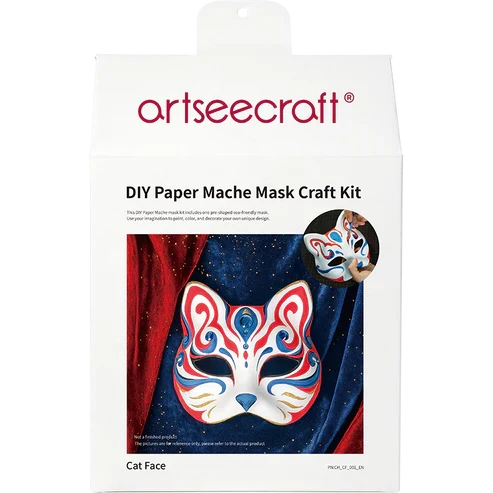 猫顔ペーパーマッシュマスク 動物仮面DIYクラフトキット