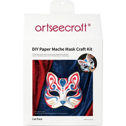 猫顔ペーパーマッシュマスク 動物仮面DIYクラフトキット