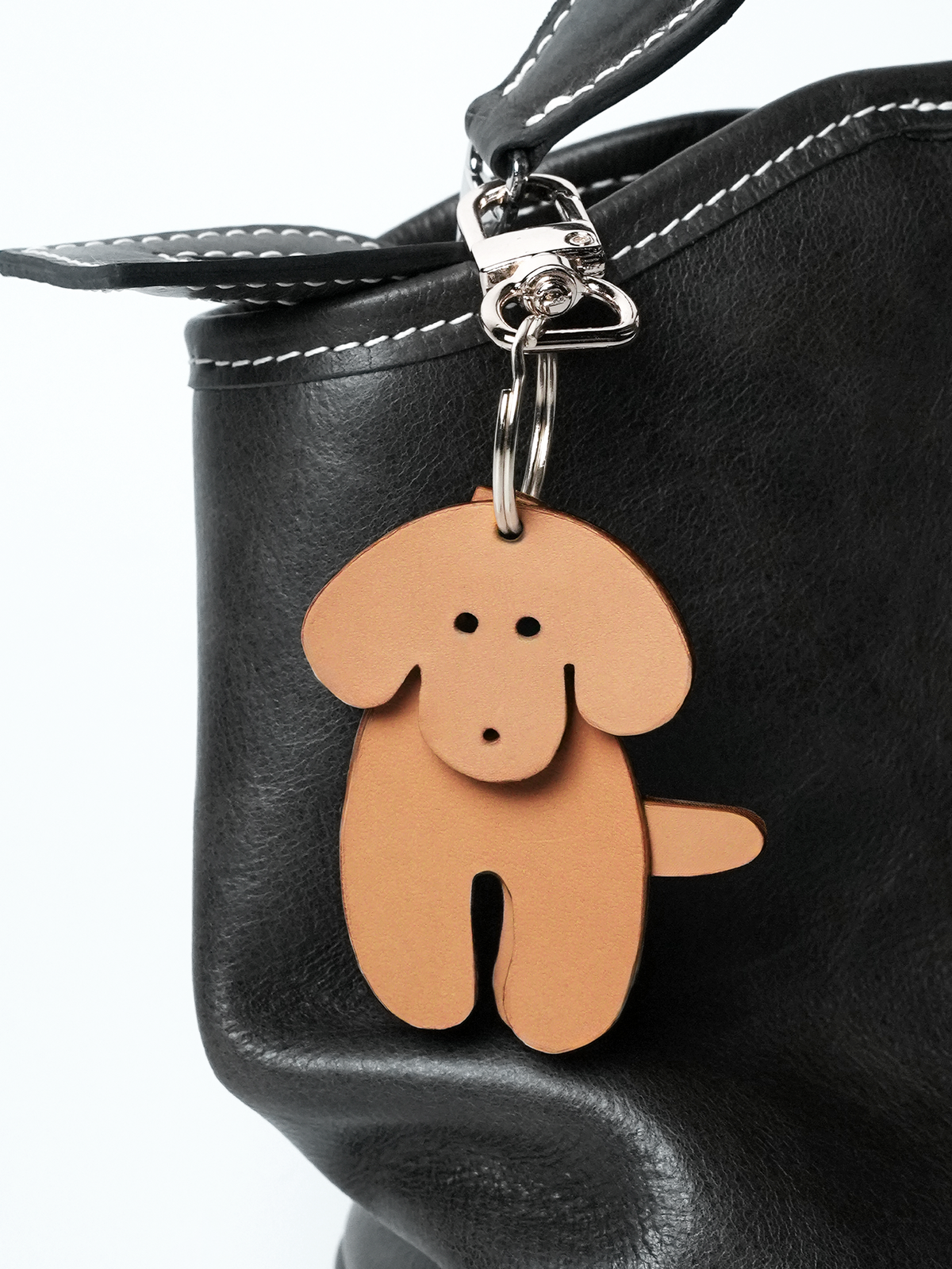 子犬レザーチャームDIYキット 本革バッグアクセサリー ハンドメイド素材