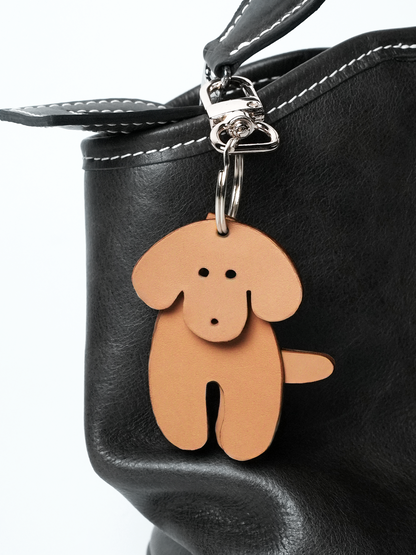 子犬レザーチャームDIYキット 本革バッグアクセサリー ハンドメイド素材