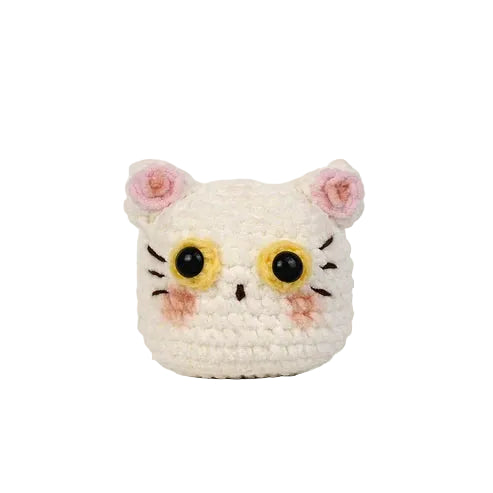 白猫あみぐるみキット 毛糸編み物DIY 猫モチーフ手作り素材